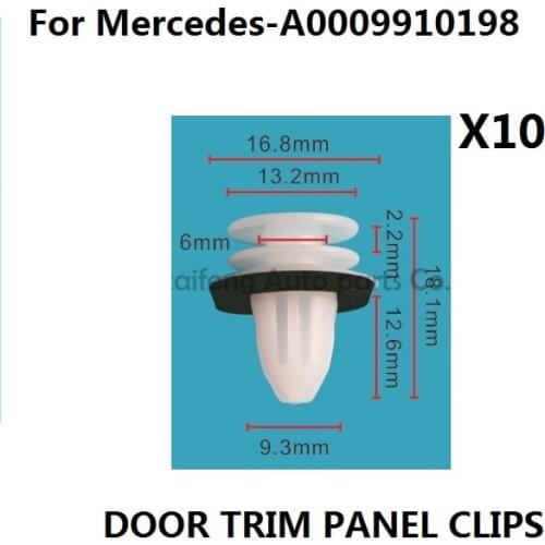 X10 For Mercedes Door Card & Interior Panel Trim Clips- A0009910198 New