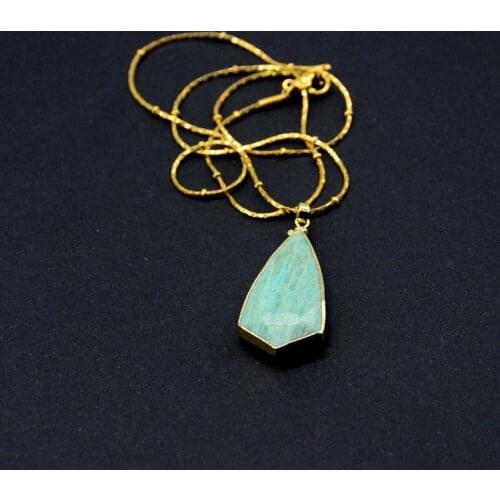 Jewelry Pendant Boho Necklace Natural Stone Steel Gold Necklace For Women Girls Dropshipping