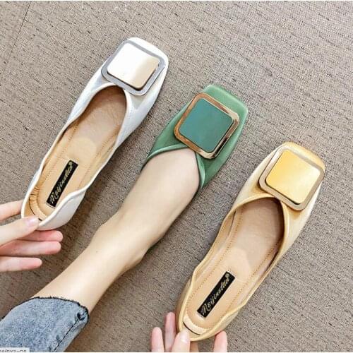 2020 Spring Europe Fashion Square Toe Flat Shoes Woman Retro Casual Flats Large Size Soft Bottom Ladies shoes zapatos de mujer