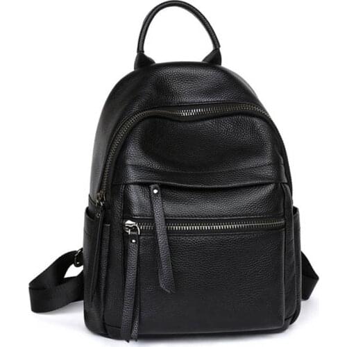 Genuine leather backpack women 2020 new autumn and winter fashion all-match first-layer leather large-capacity school bag trendy