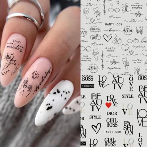 1pc Letter Nail Stickers Letters Abstract 3D Self-adhesive Sticker Decals Faceless Women Stickers for Nails