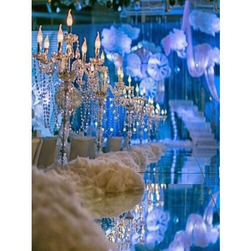 10 pcs/lot 31" Upscal Table Centerpiece Acrylic Crystal Wedding Candelabras Candle Holder Wedding Aisle Road Leads Props