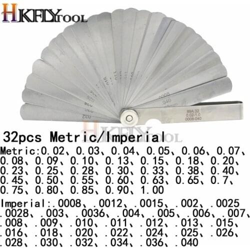 32pcs in 1 Feeler Gauge 0.02-1.0mm Stainless Steel Gap Gauge High Precision Foldable Feeler Gauges Measuring Tool Plug Feeler