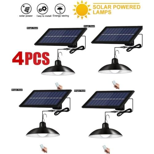 4pcs remote 30 led 2 head Retro Lampshade Solar Pendant Chandelier solar Outdoor Street Waterproof Wall Lights Street Light Ligh