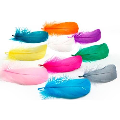 50pcs 8-13cm Floating Feathers 11 Colors Goose Feathers Plumage For Wedding Dress Hat Hair Earring Decoration Craft Making