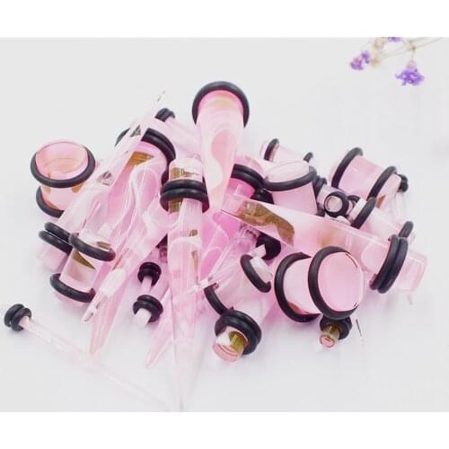 36pcs/lot Acrylic Ear Taper Expander Earleet Stretching Piercing Mix Color Ear Taper Plug Tunnels Gauges Body Jewelry Piercings