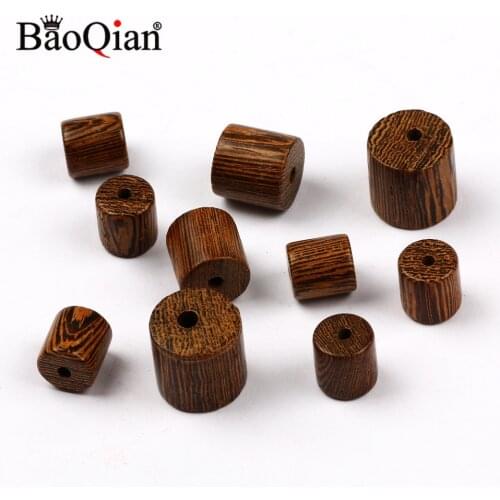 6/8/10/12mm Natural Wenge Cylindrical Wooden Beads DIY Wood Crafts Ornaments For Home Decoration Jewelry Handicrafts Kids Gift