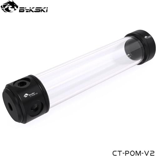 Bykski Cabinet Water Cooling Cylindrical Water Tank ,200MM Reservoir , POM +Acrylic Material,Black,White CT-POM-V2