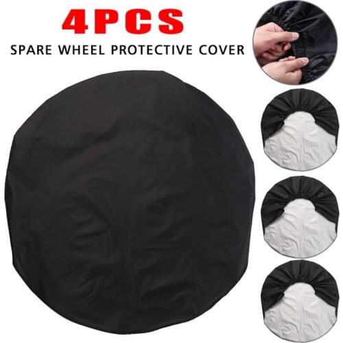 4pcs 32inch Car SUV Tire Cover Wheel Bag Tyre Protection Cover Black Polyester Waterproof Anti-dust Cover Bag Parts Tool