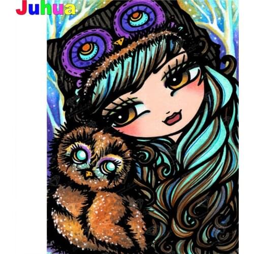 Cartoon girl DIY diamond painting,full,square,round fairy owl diamond embroidery mosaic diamond stitch 5d diy kids room decor