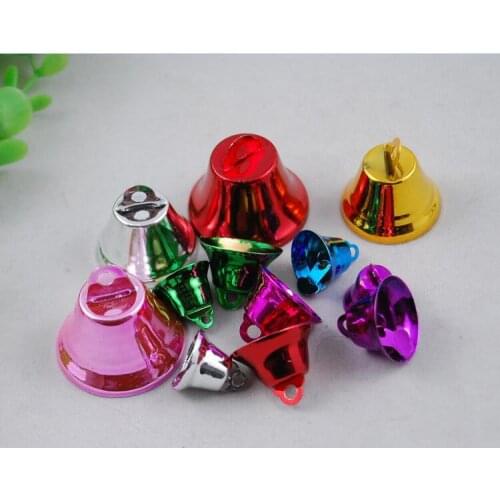 16-32mm Colorful Open Horn Christmas Little Bell Shape Wind Chimes Pendant Pet Bell silver alloy charms diy tiny