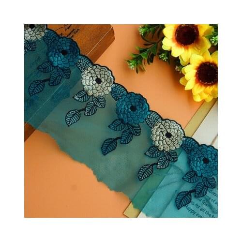 2Yards Green Flower Fabric Embroidery Lace Trim Ribbons DIY Garment Wedding Wrapping Fabric DIY Materials 10cm wide