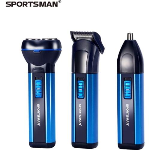SPORTSMAN 3 In 1 Mens Electric Shaver Nose Hair Trimmer Razor Beard Mustache Grooming Shaving Machine Navalha Nose Trimer