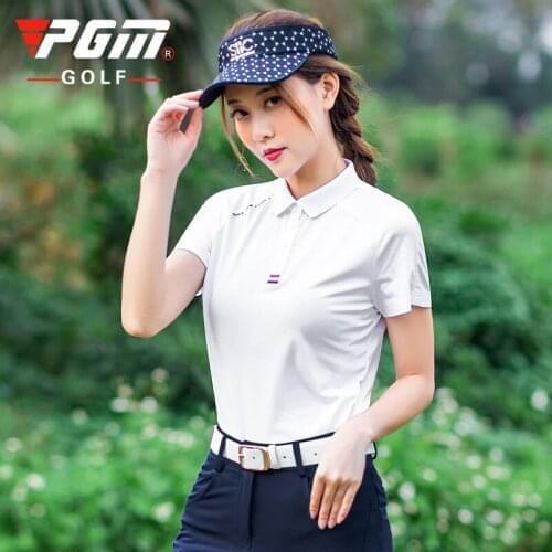 PGM 2020 New Golf Quick Dry Slimming Womens T Shirt White Short-Sleeved Sports Clothes For Female YF271