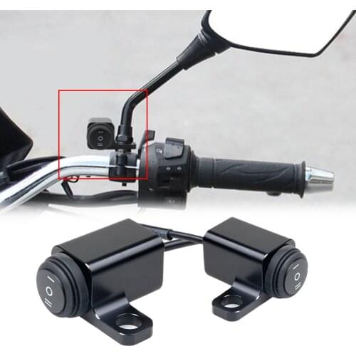 2021 NEW 12V Motorcycle Switch 10mm Mirror Mount Motorcycle Headlight Hazard Brake Fog Lights ON-OFF-ON Switch Button Waterproof
