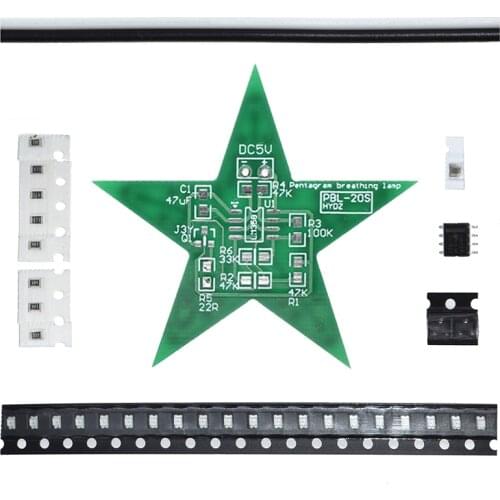Students Training DIY Kit Five-Pointed Star Breathing Light Gradient LED Light for Christmas Soldering Training Red Green Blue
