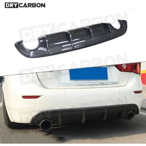 Carbon Fiber Rear Bumper Lip Diffuser for Infiniti Q50 Q50S 2014 - 2017 Add On Style Diffuser Spoiler FRP Bumper Guard Bodykit