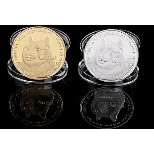 Gold Silver Plated Dogecoin Commemorative Coins Dog Pattern Souvenir Coins