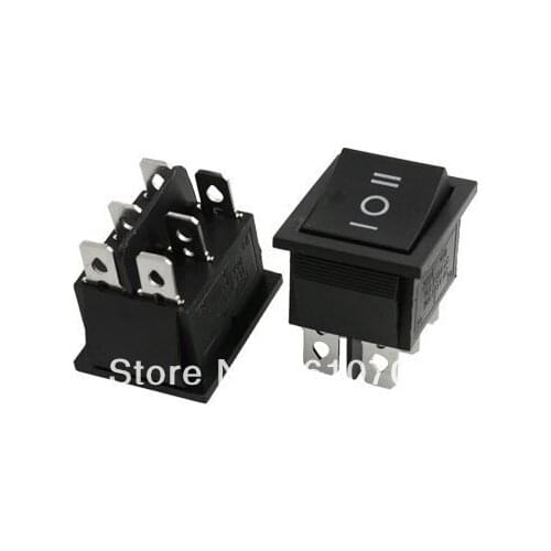 AC 15A/250V 20A/125V 6 Pins Terminals Maintained Latching Locked DPDT ON/OFF/ON 3 Position Rocker Boat Switch Black Push Button
