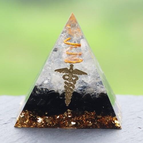 Orgone Pyramid Energy Converter Natural Obsidian Copper Wire Resin Decorative Crafts Home Office Reiki Decor