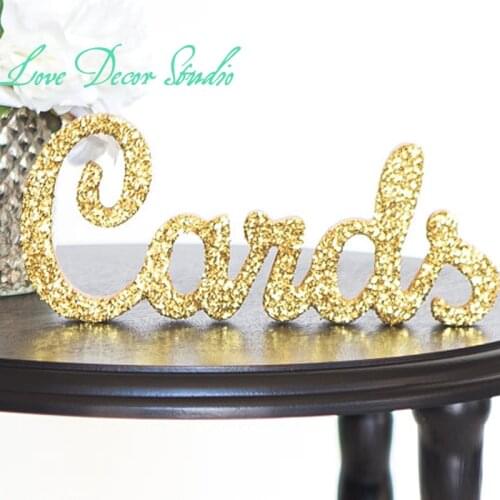 Custom gold Cards Sign for Wedding Table - Freestanding "Cards" - pvc Wedding Sign for Reception Decorations