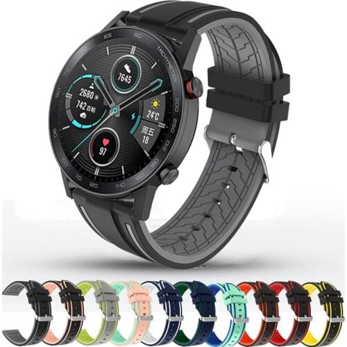 22mm Watch Band For Huawei Honor magic Watch 2 46mm GT2 Strap Two-tone Silicone Watch Strap Watchband Replacement Sport Bracelet