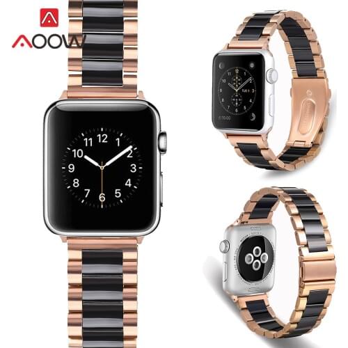 Stainless Steel Ceramic Strap Watchband for Apple Watch 5 4 38mm 42mm 40mm 44mm Luxury Men Women Band Bracelet for iWatch 3 2 1