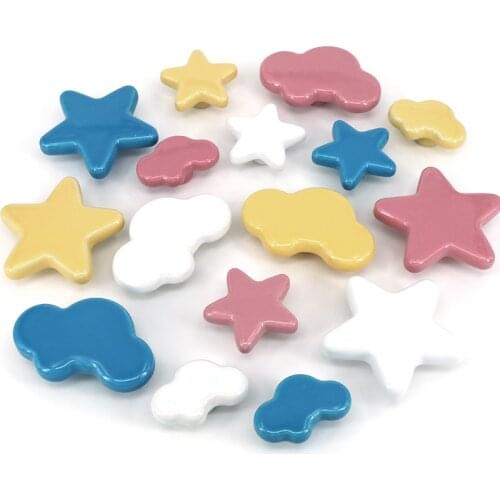 1PCS Cute handles for Kids Nursery Room Star Cloud shape Ceramic Cabinet Handle and Knobs Cupboard Door Drawer Pulls