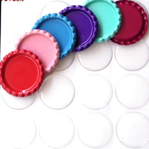 Mix Order 100 Pcs Double Side Colored Flattened Bottle Caps With 100 Pcs Clear Epoxy Stickers For Jewerly Diy Crafts Hairbow