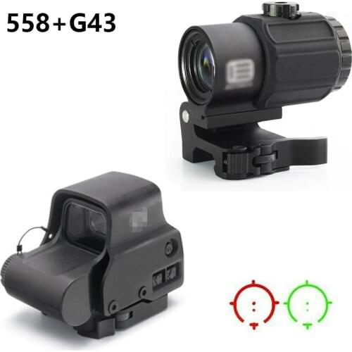 Tactical 558 Holographic red dot Sight G43 G33 3X Magnifier Red Dot sight With 20mm Mount For Airsoft Gun Hunting