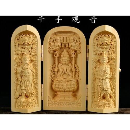 Buddhism sacred holy # traveling altar Mascot -Safety Talisman - efficacious Protection GUAN YIN Buddha Wood carving statue