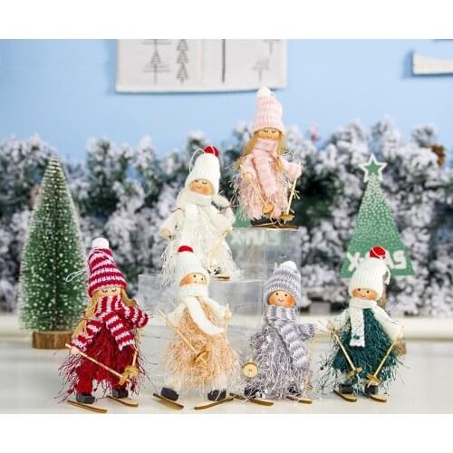 Knitted Santa Claus Snowman Doll Ornaments Pendants Christmas Tree Hanging Decoration Home Wedding Xmas Party Decor