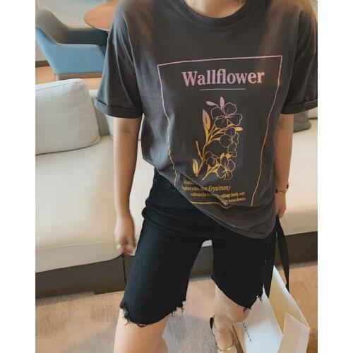 2021 Womens Oversized Floral Print Anime T-shirt Top Y2k Za Woman Kawaii Clothing Shirt Blouses Harajuku Summer Gothic Grunge