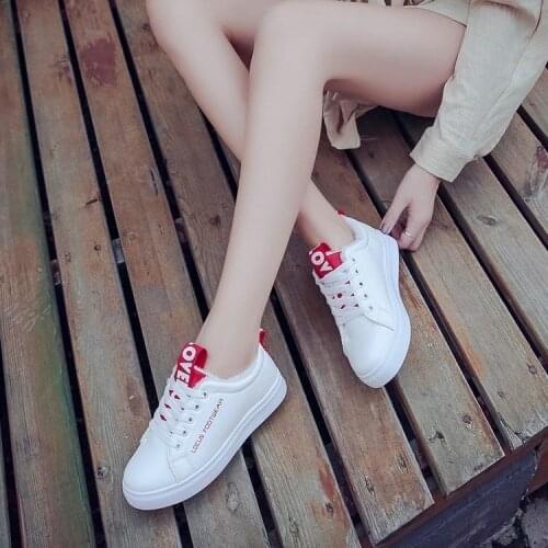 Womens Shoes Winter Women Boots Warm Fur Plush Lady leisure Shoes Lace Up White Sneakers Zapatillas Mujer Platform Shoes