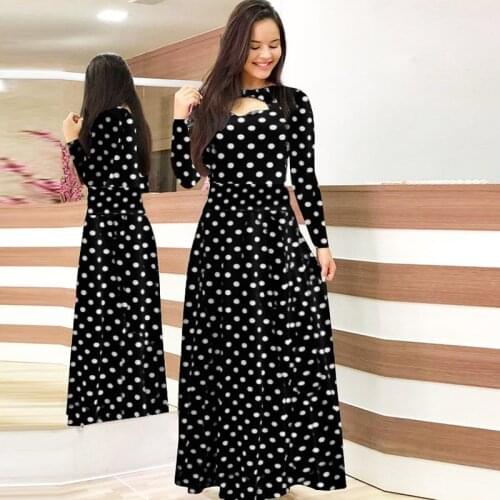 5XL Plus Size 2021 Women Spring Autumn Slim Long Sleeve Boho Printed Long Dress High Waist Famme Elegant Dresses Ladies Vestidos