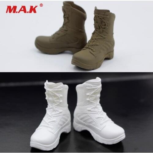 1/6 Scale Female Police Figure Shoes White /Green Combat Boots Suit for 12 inches Remove Feet Action Figure Body Accessory