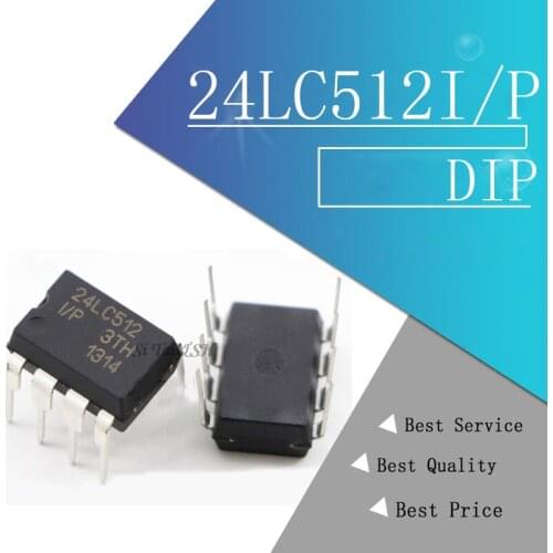 1PCS/LOT 24LC512I/P 24LC512 512K I2C Serial EEPROM
