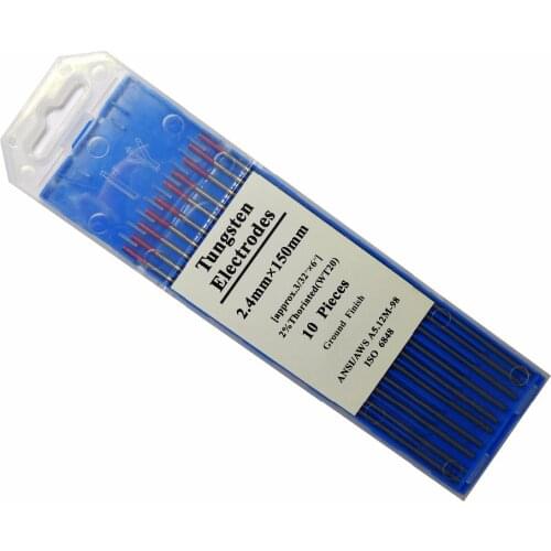 WT20 2% Red Tip 2.4*150mm Thorium Tungsten Electrode For Tig Welding Torch 10PCS