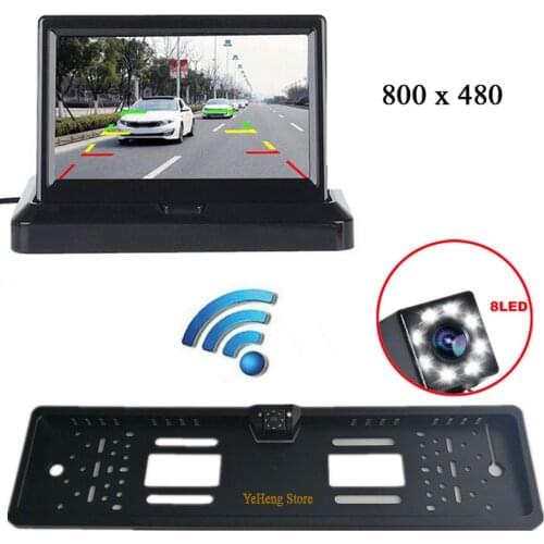 2017 Newest 8 LED Night Vision Reversing CCD Car Rear View Camera With 4.3 inch Folding Car Parking Monitor Video Player+2 Video