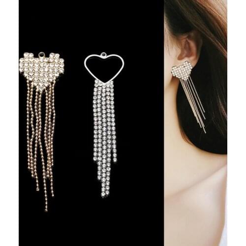 2019New 50Pcs Heart Love Rhinestone fringe pendant button for earring Decoration and DIY hair accessoriess FY17-FY18