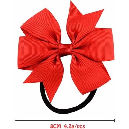 30pcs/lot 3 Inch Boutique Grosgrain Ribbon Girl Bow Elastic Hair Tie Rope Hair Band bows lady Hair ring Accessories