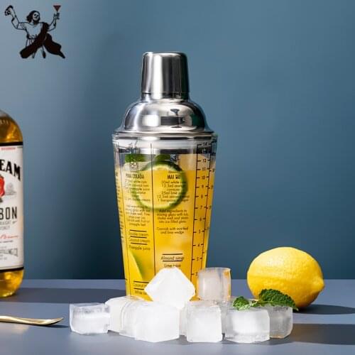 450ml Mix Master Glass Stainless Steel Cocktail Bar Shaker, Mixing Cup With Scale Mixer Bar Shaker Bar Tools