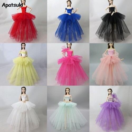 5pcs/lot Doll Clothes For Barbie Doll Party Dresses For 1/6 Dolls Outfits Clothes for 1:6 Dolls Multi-layer Dress Dollhouse Kids