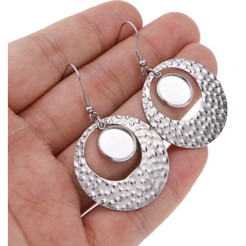 6pcs Stainless Steel Circle Earring Findings Fit 12mm Round Cabochon Earrings Base Settings Diy Blank Bezels For Jewelry Making