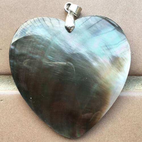 Free Shipping Fashion Jewelry Black Mother of pearl Shell Heart Women Men Pendant Bead C9655