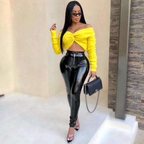 Latex Faux Pu Leather Pants Women Trousers Push Up High Waist Skinny Pants Pencil Autumn Winter Black Sexy Pants Female Skinny