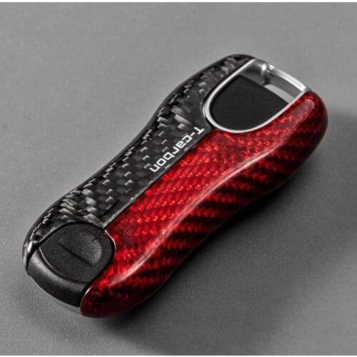 Dry Carbon Fiber Car Key Case Cover for Porsche Panamera Cayenne Macan 718 911 Boxster Key Case Side Shell Cap Car Accessories