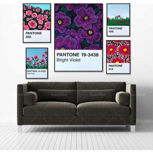 Pantone color poster, color flower home decoration canvas wall art print gift