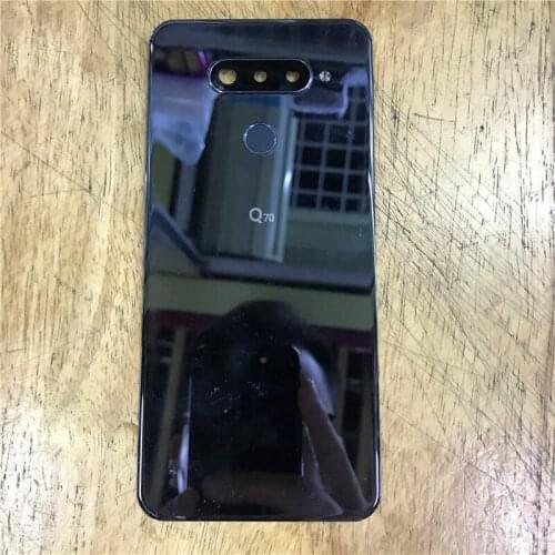 For LG Q70 LM-Q730N Glass Rear Housing Door Battery Cover Back housing with fingerprint + Camera Lens Repair parts