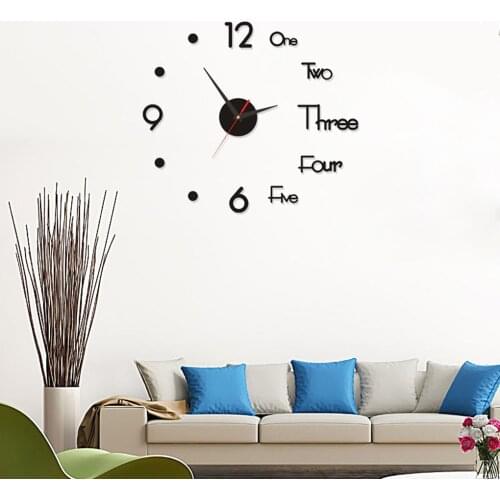 Electric Wall Clock Home Living Room Bedroom Decorative DIY Acrylic Battery Powered Wall Mounted Clock, Silver